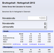 Online Gross Net Calculator for Austria